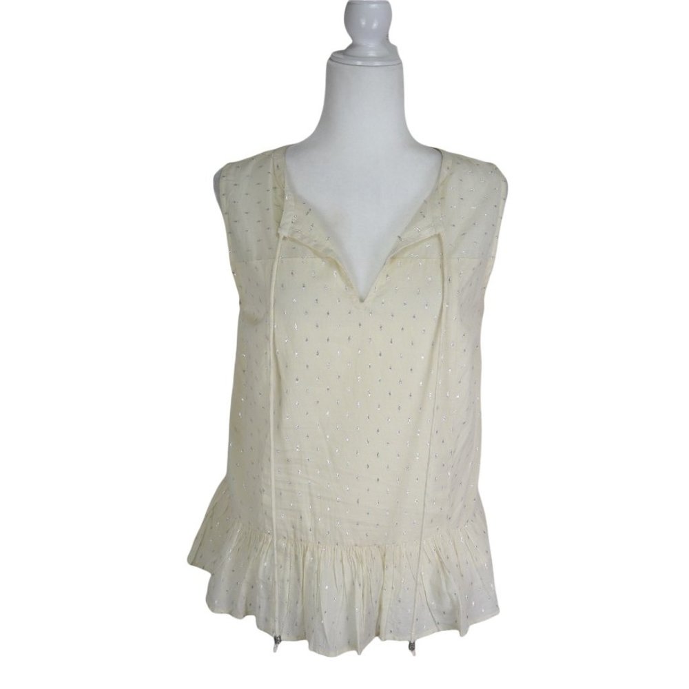 NWT Jachs Girlfriend New York Women's Size M Sleeveless Peplum Blouse Top Ivory